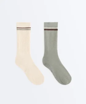 2 pares de calcetines clásicos de mezcla de algodón para yoga y pilates