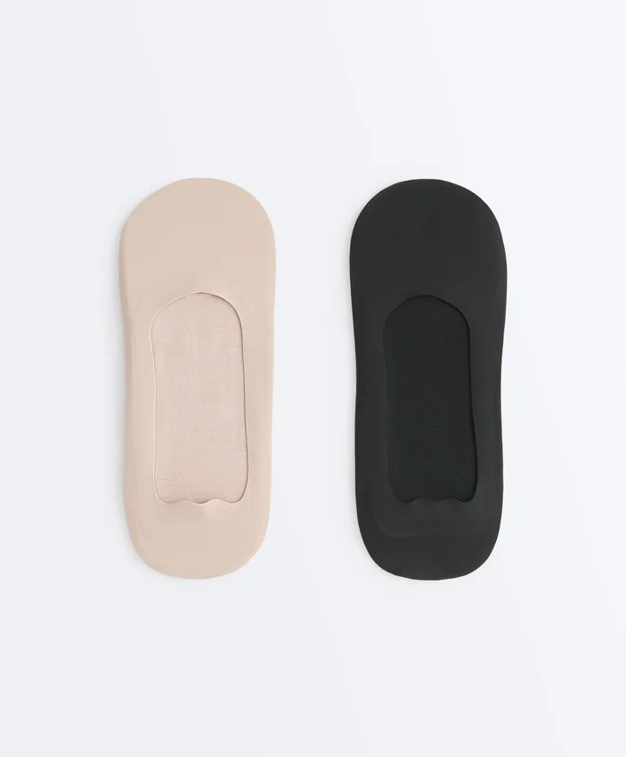 2 pares de calcetines invisibles de microfibra de corte medio 2 pares de calcetines invisibles de microfibra de corte medio