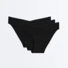 3 braguitas clásicas de bikini de mezcla de poliamida con corte en V invisible