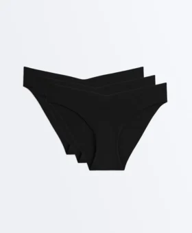 3 braguitas clásicas de bikini de mezcla de poliamida con corte en V invisible
