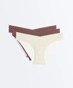 3 braguitas de bikini clásicas con corte en V, cortadas con láser, de mezcla de poliamida invisible