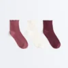3 pares de calcetines cortos de mezcla de algodón con borde rizado 3 pares de calcetines cortos de mezcla de algodón con borde rizado