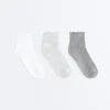 3 pares de calcetines cortos de mezcla de algodón con borde rizado 3 pares de calcetines cortos de mezcla de algodón con borde rizado