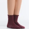 3 pares de calcetines cortos de mezcla de algodón con borde rizado 3 pares de calcetines cortos de mezcla de algodón con borde rizado