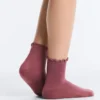3 pares de calcetines cortos de mezcla de algodón con borde rizado 3 pares de calcetines cortos de mezcla de algodón con borde rizado