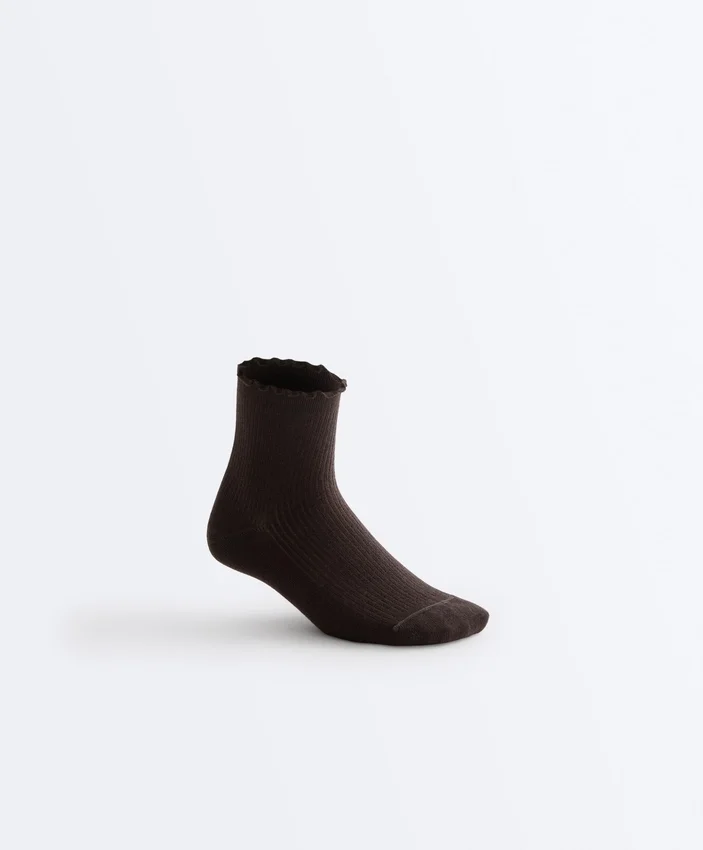 3 pares de calcetines cortos de mezcla de algodón con borde rizado 3 pares de calcetines cortos de mezcla de algodón con borde rizado