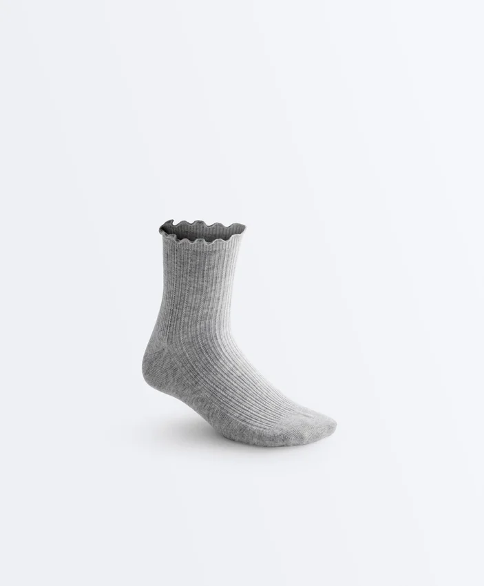 3 pares de calcetines cortos de mezcla de algodón con borde rizado 3 pares de calcetines cortos de mezcla de algodón con borde rizado
