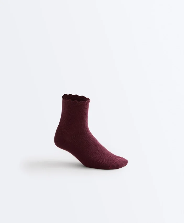 3 pares de calcetines cortos de mezcla de algodón con borde rizado 3 pares de calcetines cortos de mezcla de algodón con borde rizado
