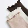 3 pares de calcetines cortos de mezcla de algodón con borde rizado 3 pares de calcetines cortos de mezcla de algodón con borde rizado