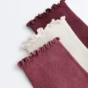 3 pares de calcetines cortos de mezcla de algodón con borde rizado 3 pares de calcetines cortos de mezcla de algodón con borde rizado