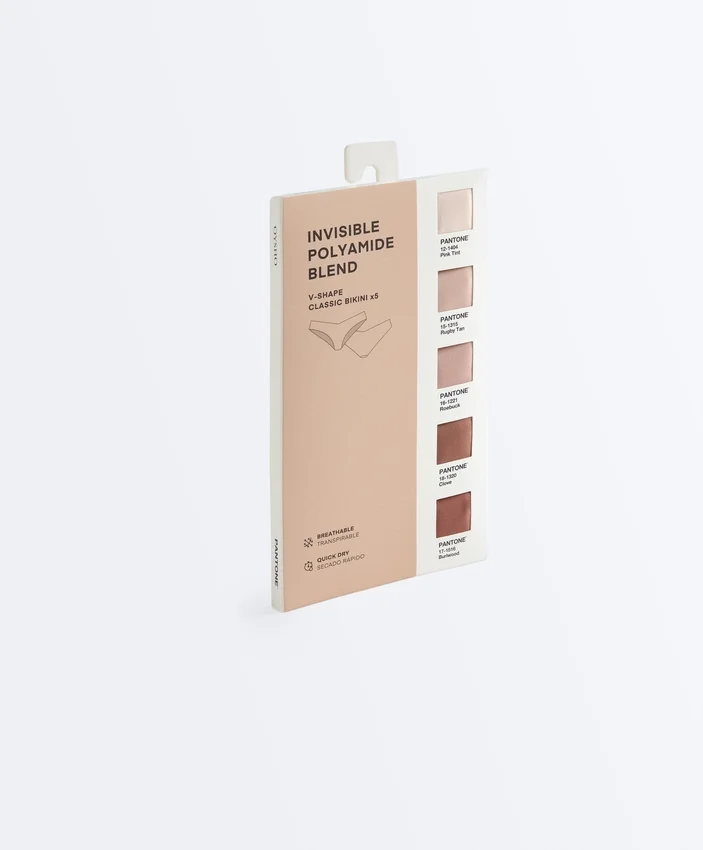 5 braguitas clásicas de corte en V invisibles de mezcla de poliamida Pantone™ 5 braguitas clásicas de corte en V invisibles de mezcla de poliamida Pantone™
