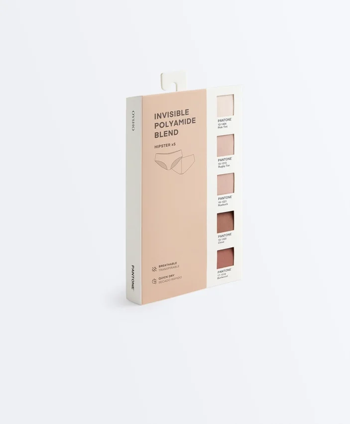 5 braguitas hipster invisibles de mezcla de poliamida Pantone™ 5 braguitas hipster invisibles de mezcla de poliamida Pantone™