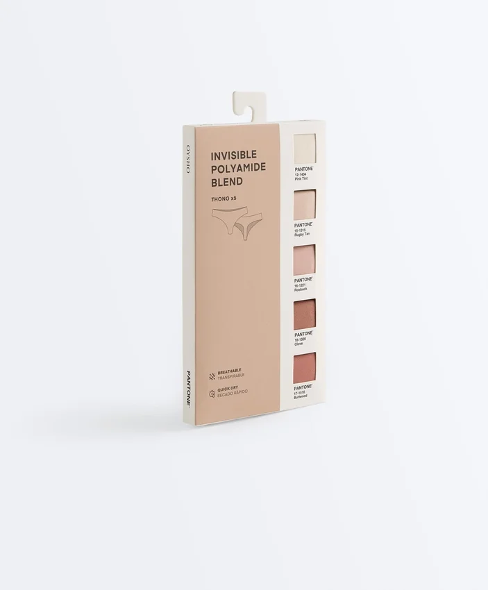 5 tangas invisibles de mezcla de poliamida Pantone™ 5 tangas invisibles de mezcla de poliamida Pantone™