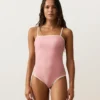 Bañador bandeau con ribete en contraste Bañador bandeau con ribete en contraste