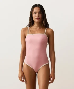 Bañador bandeau con ribete en contraste