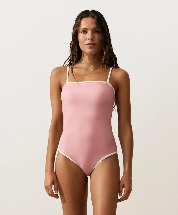 Bañador bandeau con ribete en contraste Bañador bandeau con ribete en contraste