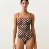 Bañador bandeau de piqué con lunares Bañador bandeau de piqué con lunares