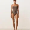 Bañador bandeau de piqué con lunares Bañador bandeau de piqué con lunares