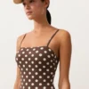 Bañador bandeau de piqué con lunares Bañador bandeau de piqué con lunares