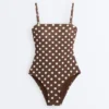 Bañador bandeau de piqué con lunares Bañador bandeau de piqué con lunares
