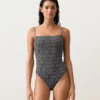 Bañador bandeau de smock a cuadros Bañador bandeau de smock a cuadros