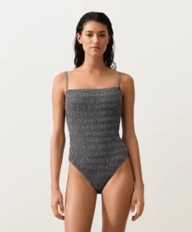 Bañador bandeau de smock a cuadros