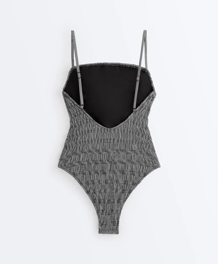 Bañador bandeau de smock a cuadros Bañador bandeau de smock a cuadros