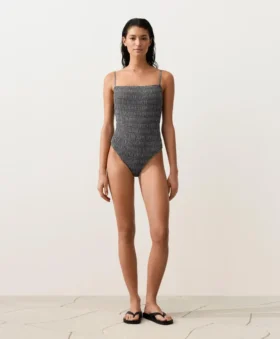 Bañador bandeau de smock a cuadros