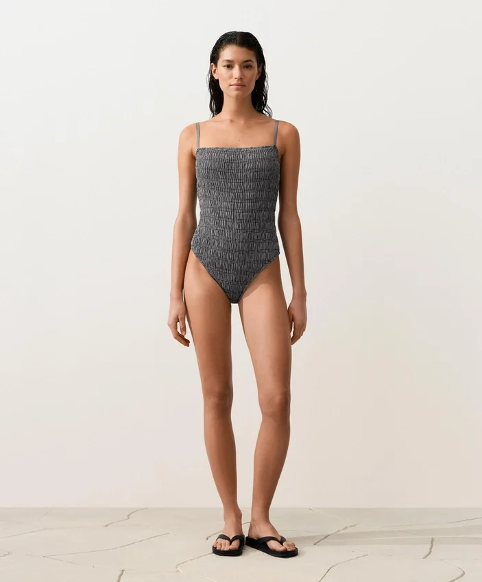 Bañador bandeau de smock a cuadros Bañador bandeau de smock a cuadros