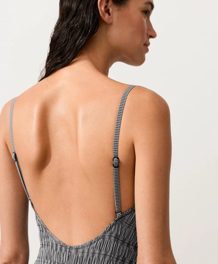 Bañador bandeau de smock a cuadros Bañador bandeau de smock a cuadros