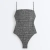 Bañador bandeau de smock a cuadros Bañador bandeau de smock a cuadros