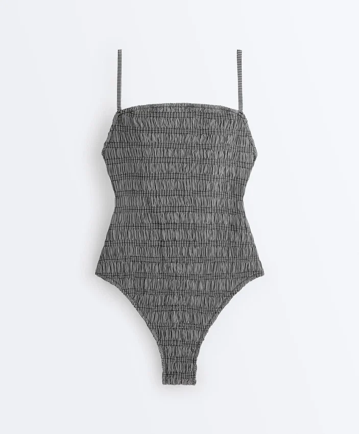 Bañador bandeau de smock a cuadros Bañador bandeau de smock a cuadros