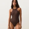Bañador halter de canalé Bañador halter de canalé