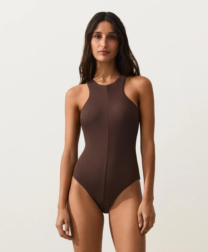 Bañador halter de canalé Bañador halter de canalé