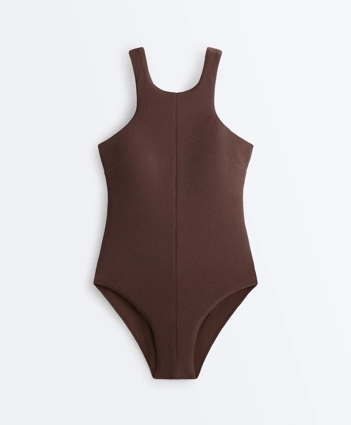 Bañador halter de canalé Bañador halter de canalé