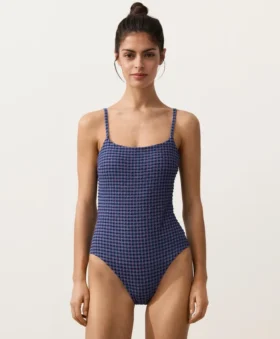 Bañador triangular de cuadros vichy