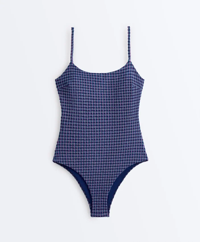 Bañador triangular de cuadros vichy Bañador triangular de cuadros vichy