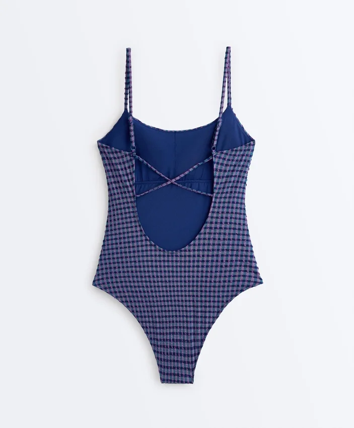 Bañador triangular de cuadros vichy Bañador triangular de cuadros vichy
