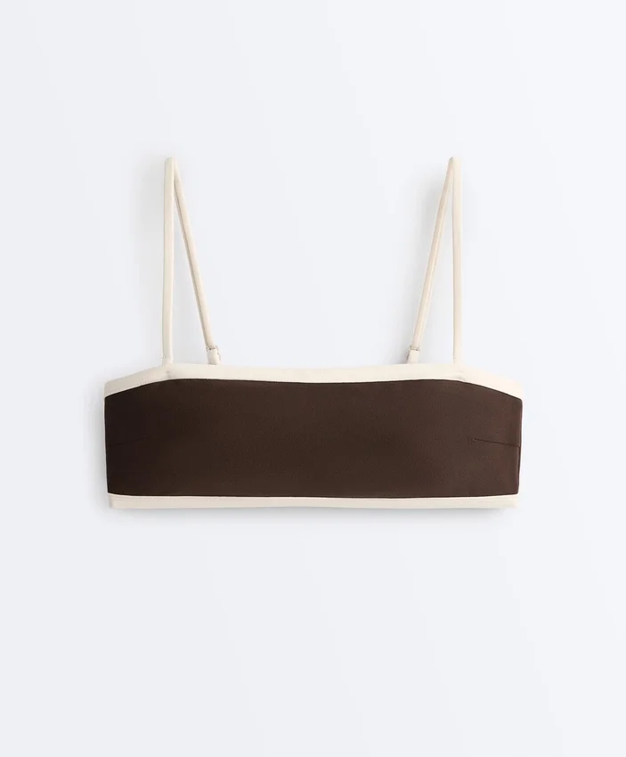 Bikini bandeau con ribete en contraste Bikini bandeau con ribete en contraste
