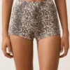 Bikinis de talle alto con estampado de serpiente en pantalones cortos Bikinis de talle alto con estampado de serpiente en pantalones cortos