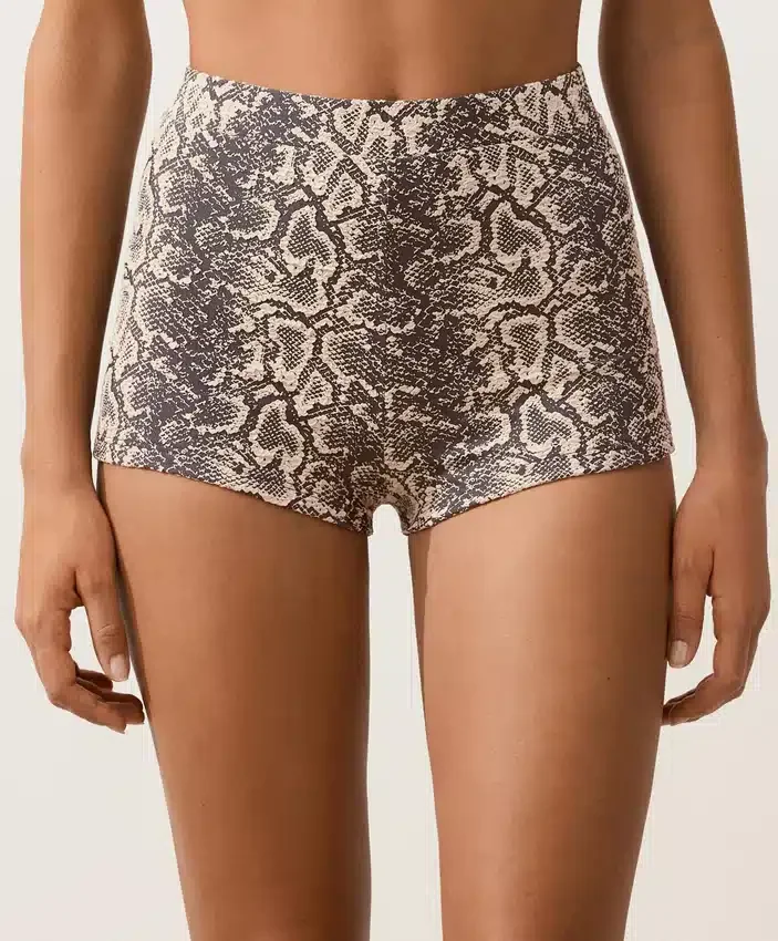 Bikinis de talle alto con estampado de serpiente en pantalones cortos Bikinis de talle alto con estampado de serpiente en pantalones cortos