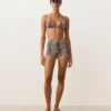 Bikinis de talle alto con estampado de serpiente en pantalones cortos Bikinis de talle alto con estampado de serpiente en pantalones cortos