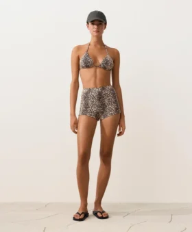 Bikinis de talle alto con estampado de serpiente en pantalones cortos