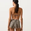Bikinis de talle alto con estampado de serpiente en pantalones cortos Bikinis de talle alto con estampado de serpiente en pantalones cortos