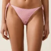 Braguitas de bikini de cobertura media a rayas con lazos
