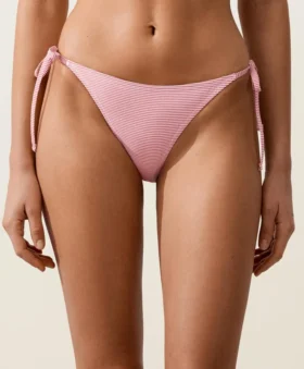 Braguitas de bikini de cobertura media a rayas con lazos