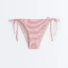 Braguitas de bikini de cobertura media a rayas con lazos