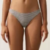 Braguitas de bikini de cobertura media con corte en U a rayas Braguitas de bikini de cobertura media con corte en U a rayas