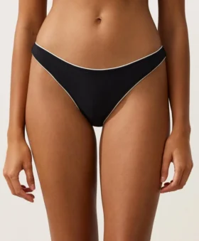 Braguitas de bikini de cobertura media con corte en U y ribete