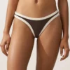 Braguitas de bikini de cobertura media con corte en U y ribete en contraste